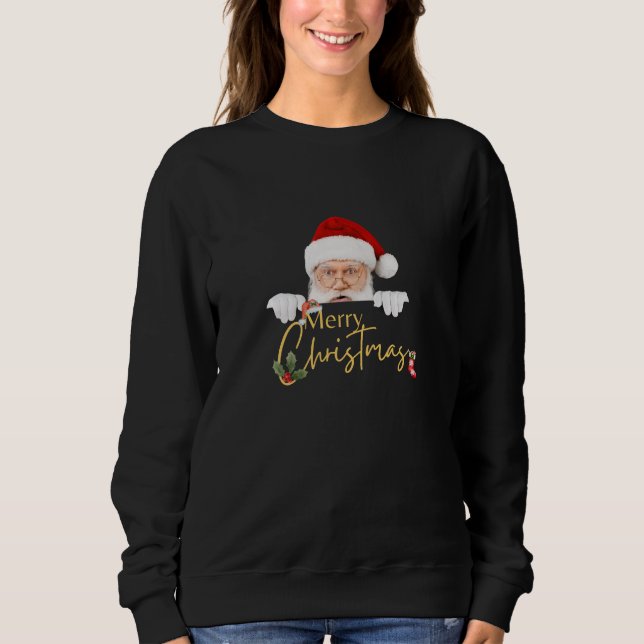 Lieblicher Weihnachtsmann Frohe Weihnachts Schwarz Sweatshirt (Vorderseite)