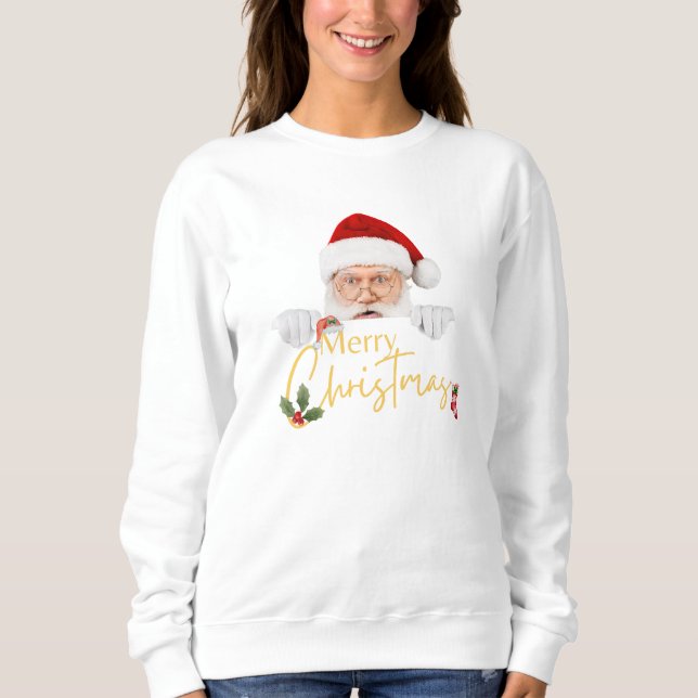 Lieblicher Weihnachtsmann frohe Weihnachtsweiße La Sweatshirt (Vorderseite)