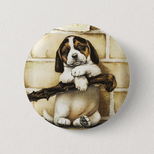 Lieblicher Welpe Button (Vorderseite)