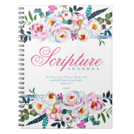 Liebliches Blue Pink Floral Named Scripture Journa Notizblock