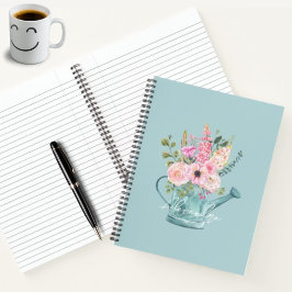 Liebliches Blumengeschenkskript mit Monogramm Blue Notizbuch