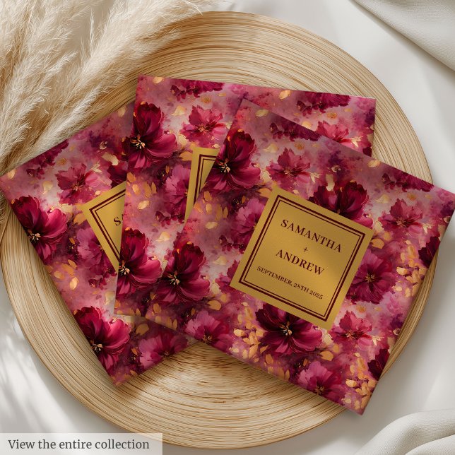 Liebliches Burgundy Gold Wedding Dinner Napkins Gä Serviette (Lovely Burgundy Gold Wedding Dinner Napkins Guests)