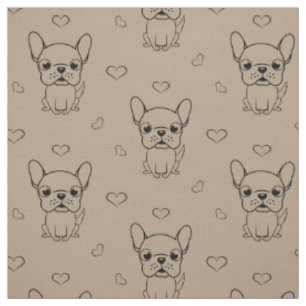 Liebliches französisches Bulldogge-Bedruckstoff Stoff