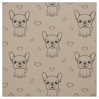 Liebliches französisches Bulldogge-Bedruckstoff Stoff