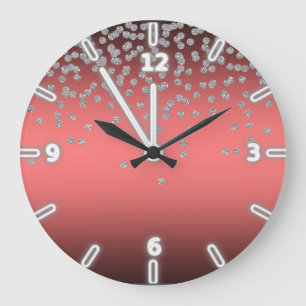 Liebliches Korallenrot Glänzende Folie Konfetti Od Große Wanduhr