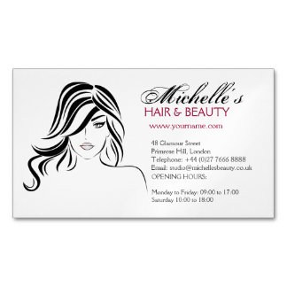 Liebliches Mädchen mit glattem Haar und Makeup-Sym Magnetische Visitenkarte