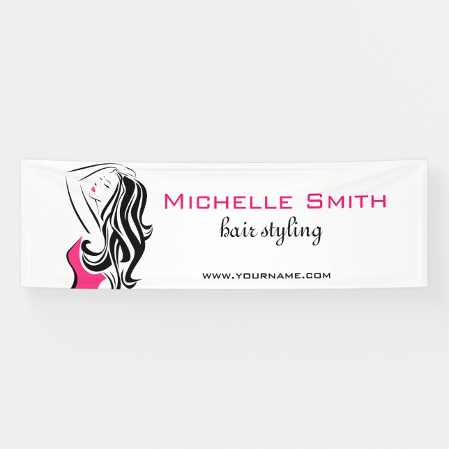 Liebliches Mädchen mit Haarstyling-Branding Banner (Horizontal)
