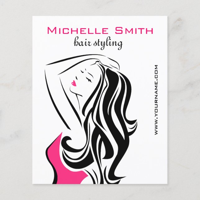 Liebliches Mädchen mit Haarstyling-Branding Flyer (Vorne)