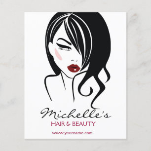 Liebliches Mädchen mit scharfen Haaren Makeup Icon Flyer