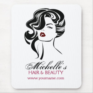 Liebliches Mädchen mit scharfen Haaren Makeup Icon Mousepad
