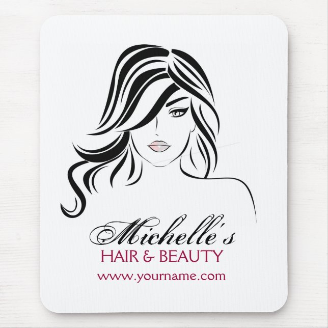 Liebliches Mädchen mit scharfen Haaren Makeup Icon Mousepad (Vorne)