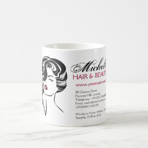 Liebliches Mädchen mit scharfen Haaren Makeup Icon Tasse