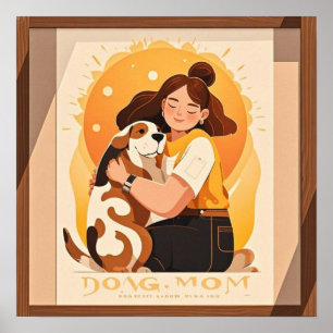 Liebliches Mädchen und Hundehug Poster
