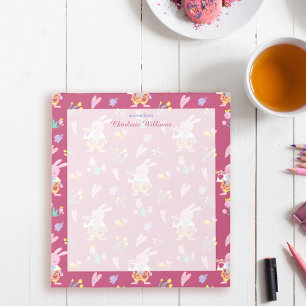 Liebliches magenta-Aquarellkaninchen-Muster Name Notizblock