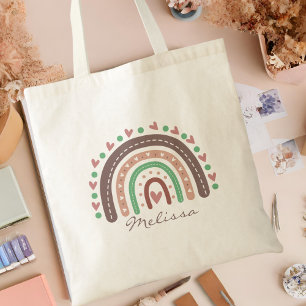 Liebliches Niedliches Boho Rainbow Herz Tragetasche