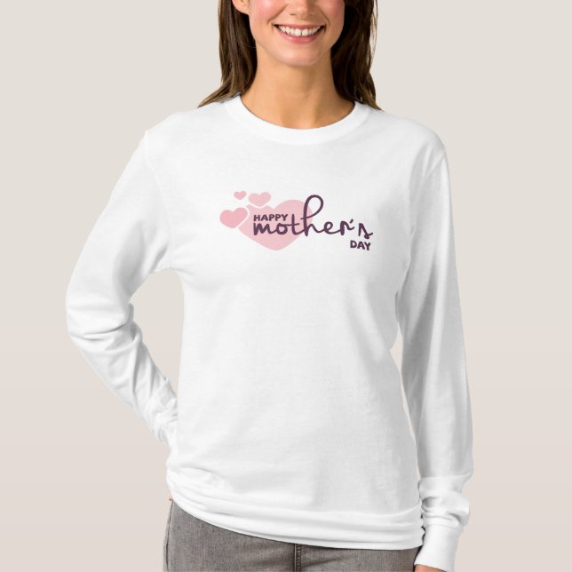 Liebliches Pink Hearts Happy Mother's Day Sleeve S T-Shirt (Vorderseite)