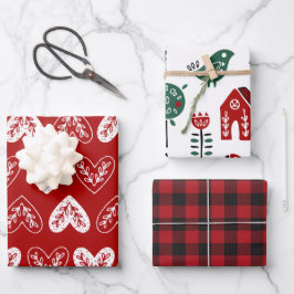 Liebliches Red Christmas Holiday Geschenkpapier Set
