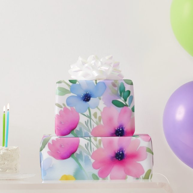 Liebliches rosa Blume Wrapping Paper Geschenkpapier (Partygeschenke)