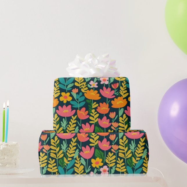 Liebliches rosa Blume Wrapping Paper Geschenkpapier (Partygeschenke)