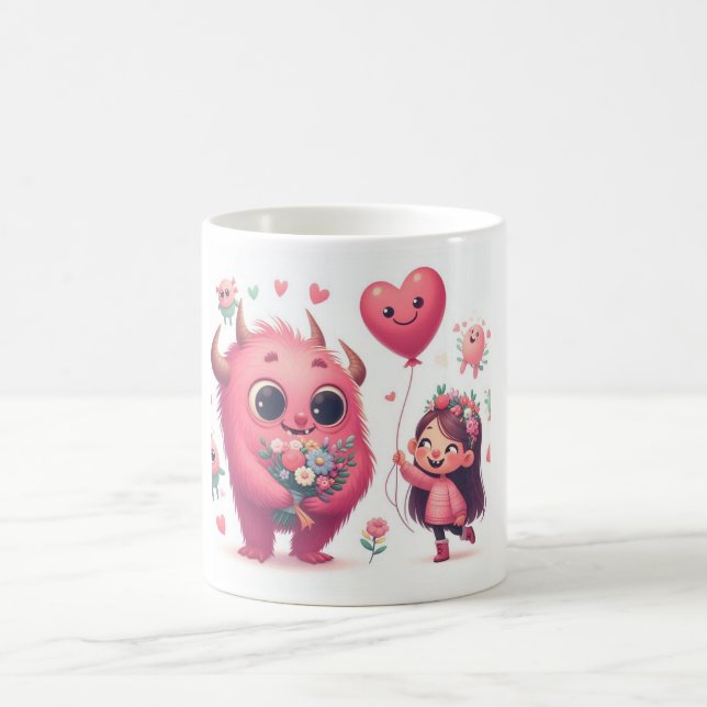 Liebliches rosa Monster & The Girl Kaffeetasse (Mittel)