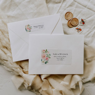 Liebliches Rosa-Weiß-Blütenzeichen Adressaufkleber