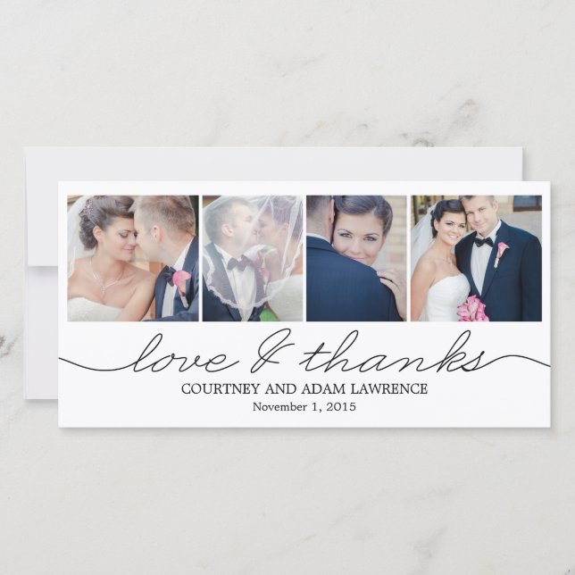 Liebliches Schreiben von Hochzeitskarten - Weiß Dankeskarte (Vorderseite)