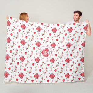 Liebliches Valentintagsmuster   Mit Monogramm Fleecedecke