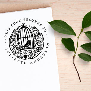Liebliches Vintages Blumenvogel-Käfig Individuelle Gummistempel