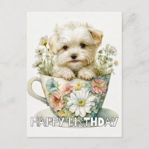 Liebling Welpe in einer Tasse Postkarte