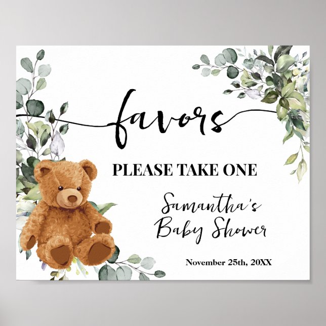 Lieblings-Bärengrün Eucalyptus Baby Duschzeichen Poster (Vorne)