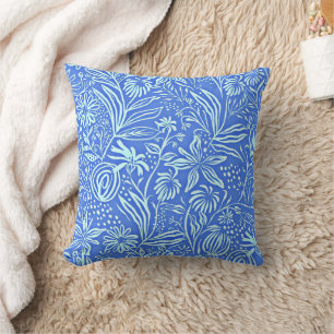 Lieblings-Blumenmuster in Blau Kissen