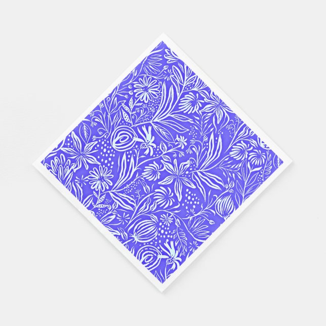 Lieblings-Blumenmuster, Periwinkle Blau, Serviette (Ecke)