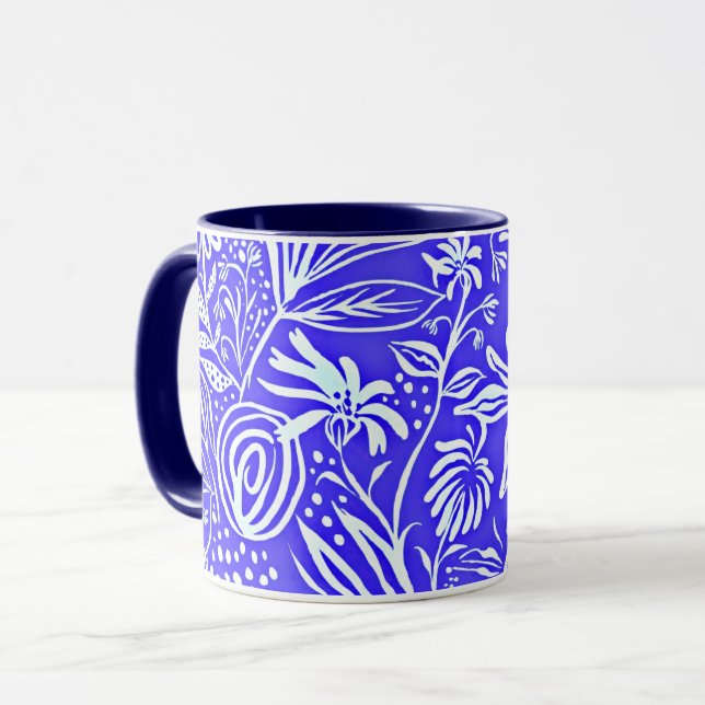 Lieblings-Blumenmuster, Periwinkle Blau, Tasse (Vorderseite Links)