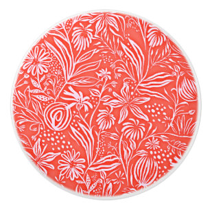 Lieblings-Blumenmuster, rot, Keramikknauf