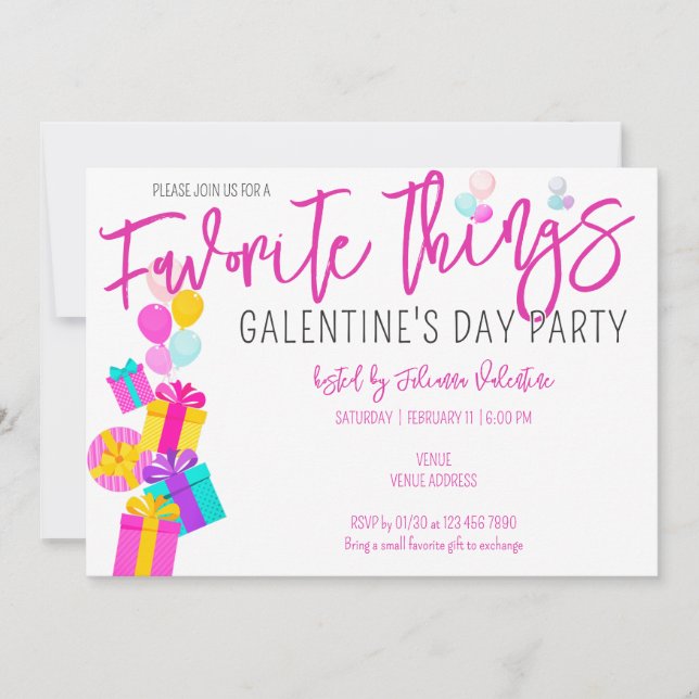 Lieblings-Dinge Galentine's Day Girls Night Out Einladung (Vorderseite)