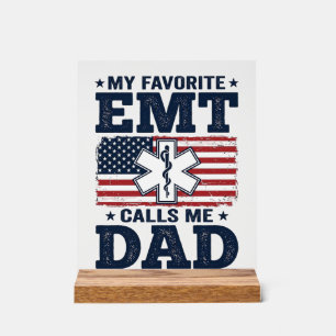 Lieblings-EMT nennt mich Dad Vintage-Patriotisches Acrylschild