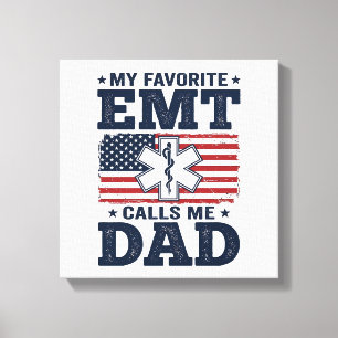 Lieblings-EMT nennt mich Dad Vintage-Patriotisches Leinwanddruck