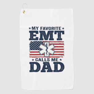 Lieblings-EMT nennt mich Dad Vintage-Patriotismus- Golfhandtuch
