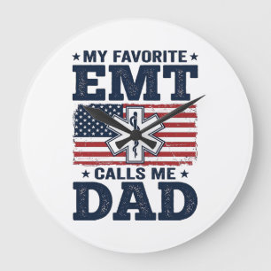 Lieblings-EMT nennt mich Dad Vintage-Patriotismus- Große Wanduhr