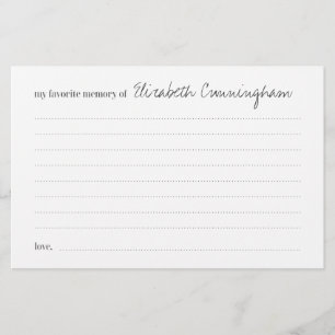 Lieblings-Gedächtnisbeerdigung Moderne Gedächtnisk Briefpapier
