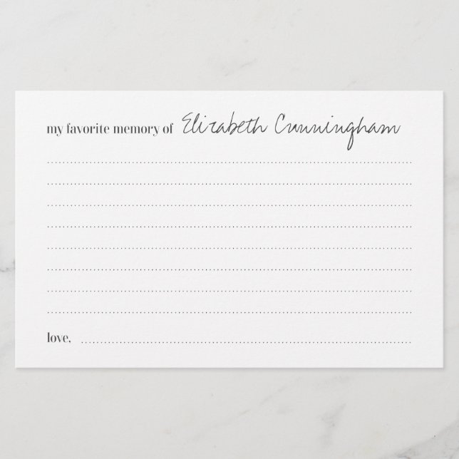 Lieblings-Gedächtnisbeerdigung Moderne Gedächtnisk Briefpapier (Vorderseite)