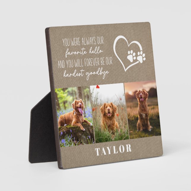 Lieblings-Hallo Hardest Goodbye Pet Memorial Fotoplatte (Vorderseite)