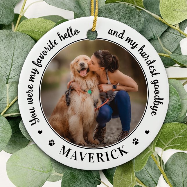Lieblings-Hallo Personalisiert-Tier-Foto-Hund-Memo Keramik Ornament (Von Creator hochgeladen)