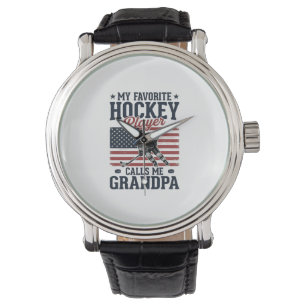 Lieblings-Hockeyspieler nennt mich Opa Vintage-Shi Armbanduhr