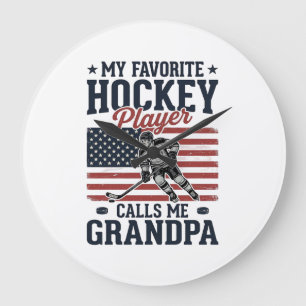 Lieblings-Hockeyspieler nennt mich Opa Vintage-Shi Große Wanduhr