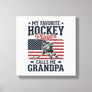 Lieblings-Hockeyspieler nennt mich Opa Vintage-Shi Leinwanddruck