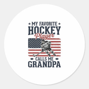 Lieblings-Hockeyspieler nennt mich Opa Vintage-Shi Runder Aufkleber