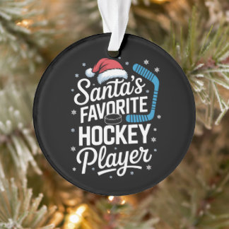Lieblings-Hockeyspieler von Santa Weihnachts-Puck- Ornament