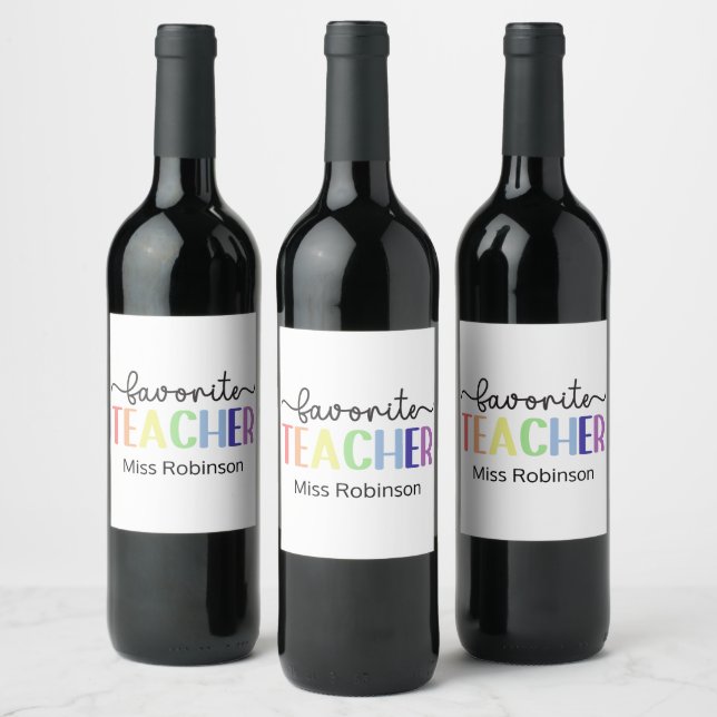 Lieblings-Lehrer-Rainbow-Lehrer-Geschenk Weinetikett (Flaschen)