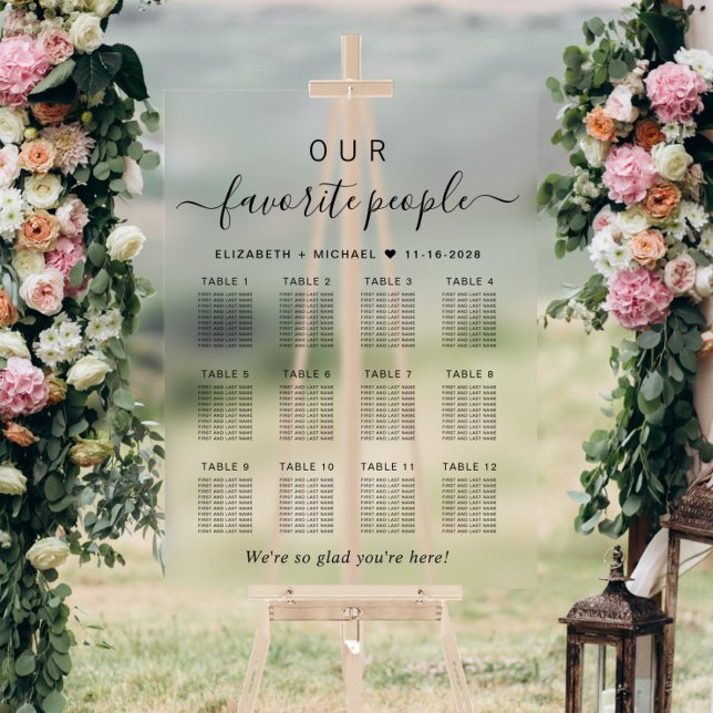 Lieblings-Leute 12 Tisch Hochzeitssitze Acrylschild (Von Creator hochgeladen)